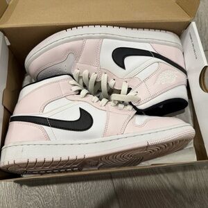 Nike Air Jordan 1 Mid Pink White Black Sneakers